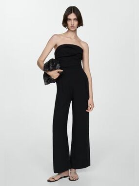 MANGO Strapless Jumpsuit Dress Black Size M NWT
